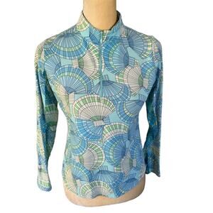 IBKUL Long Sleeve Zip Mock Neck Top Size Small